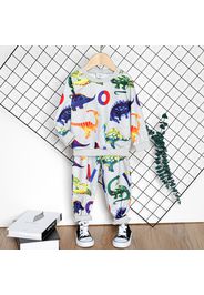 2pcs Toddler Boy Colorful Animal Dinosaur Print Pullover Sweatshirt and Pants Set