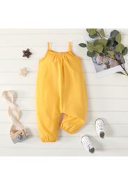 100% Cotton Baby Girl Solid Sleeveless Spaghetti Strap Harem Pants Overalls