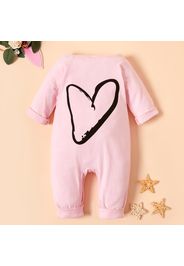 Heart Print Long-sleeve Baby Jumpsuit