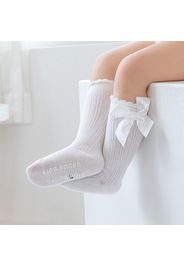 Baby / Toddler Bow Ruched Trim Antiskid Glue Tube Socks