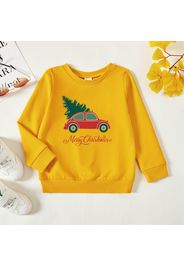 Christmas Toddler Graphic Christmas Tree and Car and Letter Print Long-sleeve Pullover