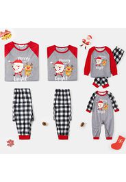 Christmas Cartoon Santa and Reindeer Print Family Matching Long-sleeve Pajamas Sets (Flame Resistant)