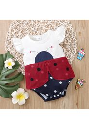 Baby Girl Ladybug Design Flutter-sleeve Dots Romper