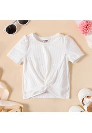 Baby Girl Solid Rib Knit Twist Knot Short-sleeve Tee