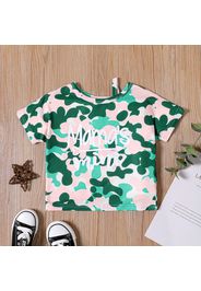 Toddler Girl Letter Camouflage Print Strap Design Short-sleeve Tee