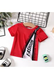 Baby Boy Letter Print Colorblock Short-sleeve T-shirt