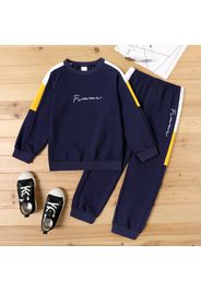 2-piece Kid Boy Letter print Raglan Sweatshirt and Pants Casual Set