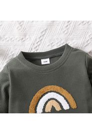 Baby Boy/Girl Rainbow Pattern Waffle Long-sleeve Pullover Sweatshirt