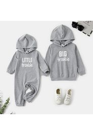 Mosaic Letter Print Siblings Matching Black/Grey/White Sets