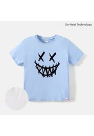 [4Y-14Y] Go-Neat Water Repellent and Stain Resistant Kid Boy Emojis Print Short-sleeve White Tee