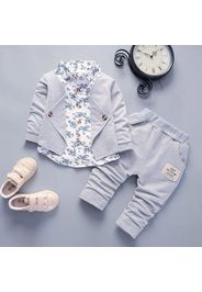 2pcs Floral Print Faux-two Design Long-sleeve Baby Set