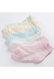 5-pack Breathable Floral Embroidered Solid Socks