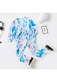 2-piece Kid Girl Tie Dye Long-sleeve Top and Elasticized Pants Casual Set