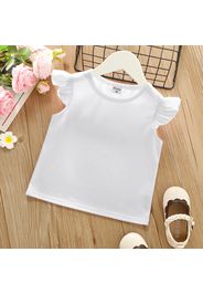 Toddler Girl Basic Solid Color Flutter-sleeve Tee