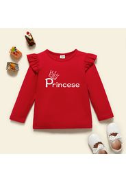 Toddler Girl Graphic Letter and Crown Print Ruffled Long-sleeve Tee