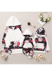 100% Cotton Floral Print Long Sleeve Hooded Sweatshirts for Mom and Me