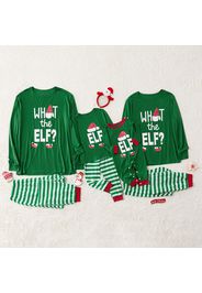 Family Matching Letter and Christmas Hat Print Stripe Pajamas Sets (Flame Resistant)