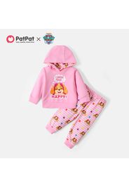 PAW Patrol 2pcs Little Boy/Girl Long-sleeve Graphic Hoodie and Allover Print Striped Pants Set