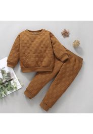 2-piece Toddler Boy Textured Solid Color Sweatshirt and Pants Casual Set