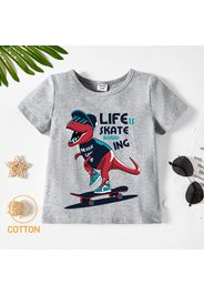 Toddler Boy Graphic Dinosaur and Letter Print Short-sleeve Tee