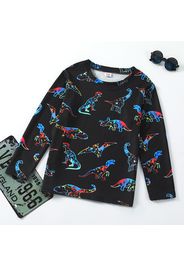 Kid Girl Colorful Dinosaur Print Long-sleeve Tee