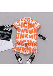 2pcs Toddler Boy Letter Print Lapel Collar Short-sleeve Shirt and Elasticized Shorts Set