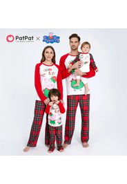 Peppa Pig Family Matching Christmas Team Elf Top and Plaid Pants Pajamas Sets