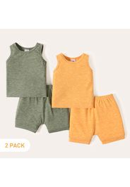 2-Pack Baby Boy Solid Sleeveless Tank Tops and Shorts Sets