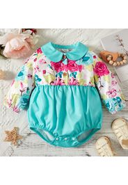 Baby Girl Floral Print Doll Collar Long-sleeve Romper Onesie