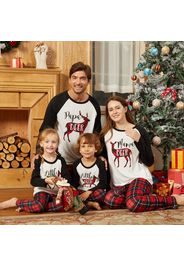 Christmas Deer and Letter Print Family Matching Raglan Long-sleeve Red Plaid Pajamas Sets (Flame Resistant)