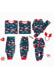 Christmas All Over Dinosaur Print Family Matching Long-sleeve Pajamas Sets