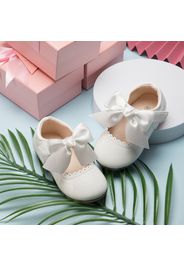 Toddler / Kid Wavy Edge Bow Ribbon Decor White Princess Shoes