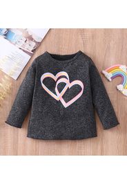 Toddler Girl Heart Print Long-sleeve Grey Tee