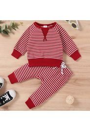 2pcs Baby All Over Striped Cotton Long-sleeve Pullover and Trousers Set