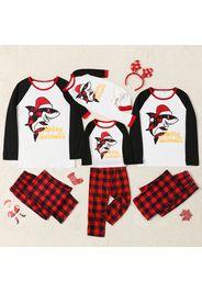 Christmas Shark and Letters Print Family Matching Raglan Long-sleeve Pajamas Sets (Flame Resistant)