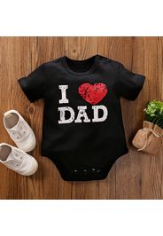 100% Cotton Letter and Heart-shaped Print Short-sleeve Baby Romper