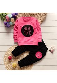 2pcs Letter Print Color Block Long-sleeve Baby Set