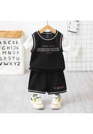 2pcs Toddler Boy Casual Letter Print Sleeveless Tee and Shorts Set