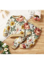 2-piece Toddler Girl Long-sleeve Floral Print Top and Pants Set