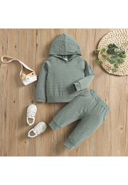 2pcs Baby Boy/Girl Striped Long-sleeve Hoodie and Pants Set