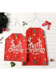 Christmas Santa Claus Letter Graphic Red Apron for Mom and Me