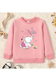 Toddler Graphic Elephant and Butterfly and Floral Print Long-sleeve Pullover