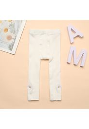 Baby / Toddler Daisy Embroidery Pure Color Ribbed Leggings