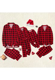 Family Matching Polo Collar Plaid Christmas Pajamas Sets (Flame Resistant)