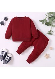 2-piece Baby Girl/Boy Solid Color Pullover Sweatshirt and Elasticized Pants Set