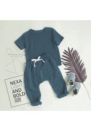 Crepe 2pcs Solid Short-sleeve Baby Set