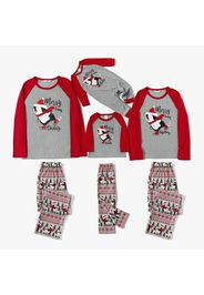 Christmas Penguin and Letter Print Family Matching Raglan Long-sleeve Pajamas Sets (Flame Resistant)