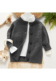 Toddler Girl/Boy Button Design Solid Waffle Knit Sweater Coat