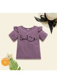 Toddler Girl Letter OrintFlutter-sleeve Lavender Purple Short-sleeve Tee