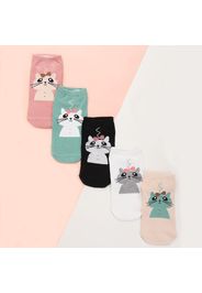 5-pack Women Cute Cat Kitty Pattern Ankle Socks